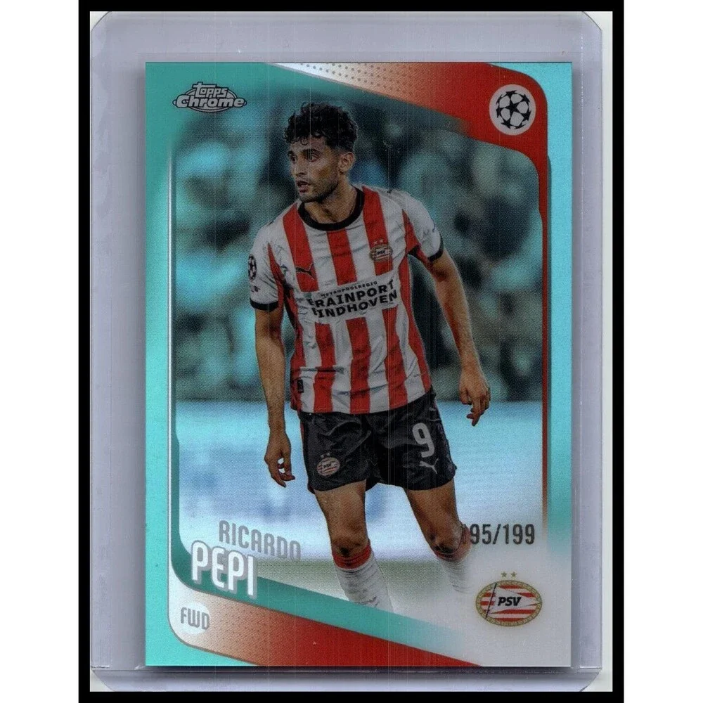 2025-26 Topps Chrome UEFA Ricardo Pepi #106 PSV Eindhoven Aqua Refractor #/199